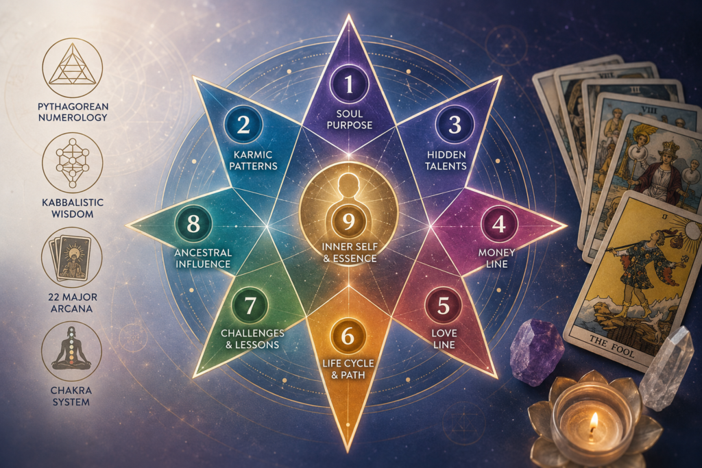 Cosmic numerology and tarot chart
