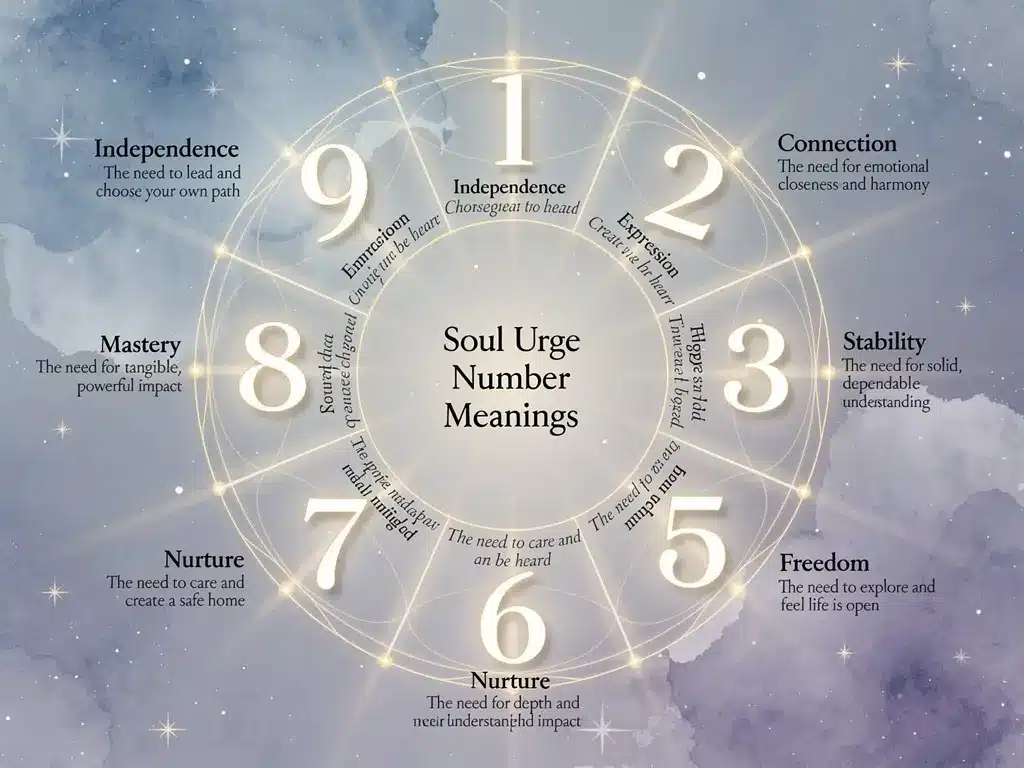 soul urge number 1 to 9 meaning